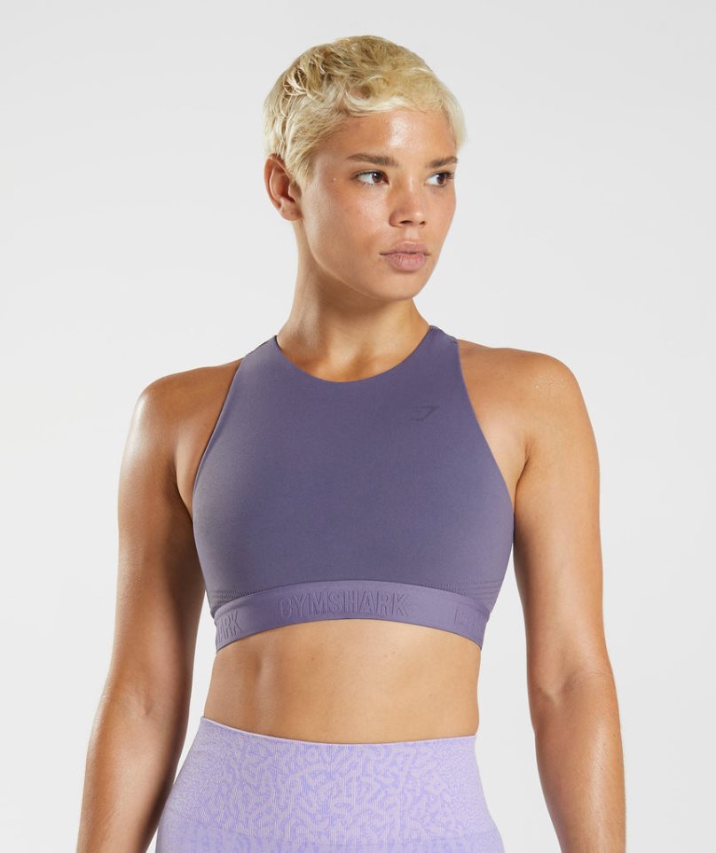 Women\'s Gymshark 315 Performance High Neck Sports Bra Purple | NZ 8HAIEW